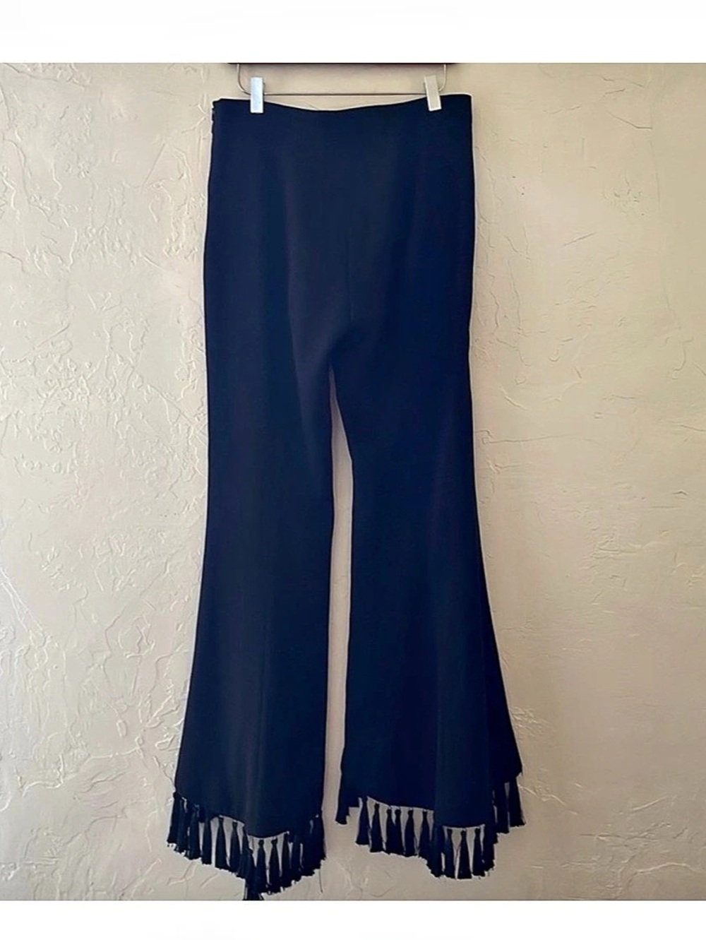 Zara Flare Trousers With Tassels in Black, Medium